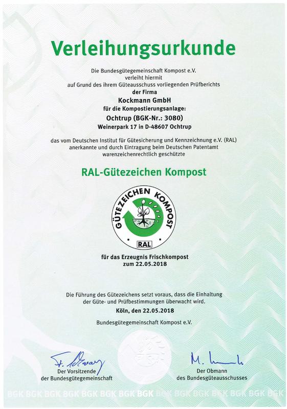 RAL-Gütezeichen Frischkompost